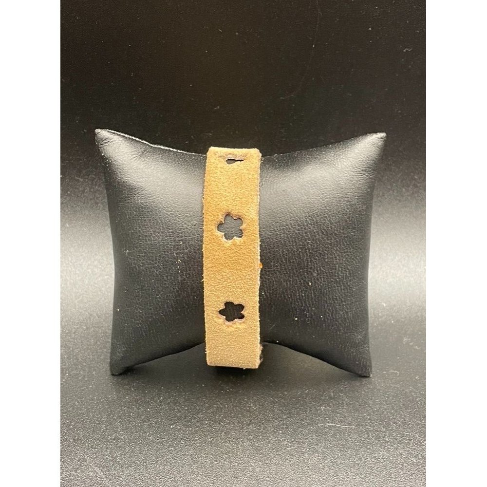 Gerson Brown Leather Strap Velcro Closure Bracelet Length 8.50 Inches